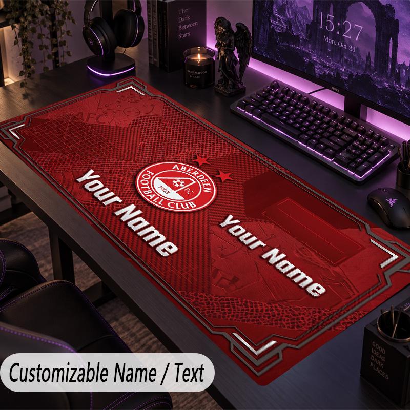 Custom Text Big Mousepad, Extended Desk Pad For Laptop Work GameAberdeen FC