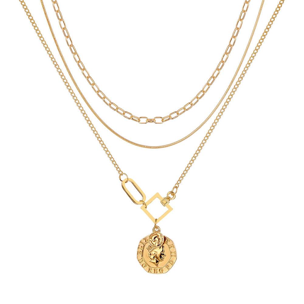 

Ожерелье с портретом, цепочка на свитер, ретро портретное темпераментное популярное многослойное ожерелье с подвеской в ​​виде портрета для женщин золотой