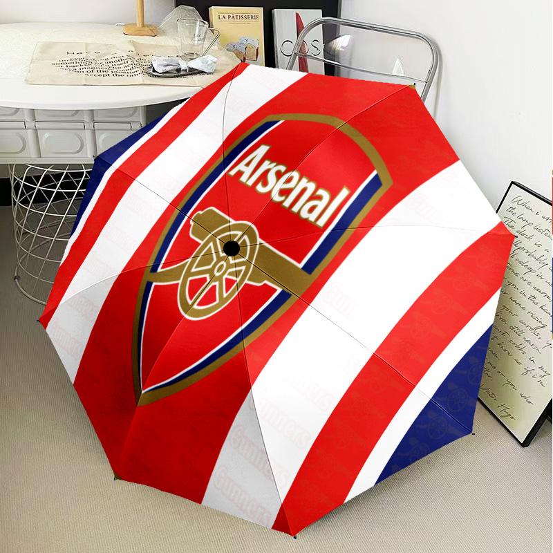 Arsenal Football Club Crest Automatic Folding Umbrella - 8-Rib Travel Umbrella with Auto Open/Close & Portable Gifts for Holidays or Birthdays