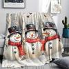 Snowmen Print Flannel Blanket, High Quality Comfortable for All Seasons, Home Decor, Warmth and Comfort, Perfect for Christmas Gifts