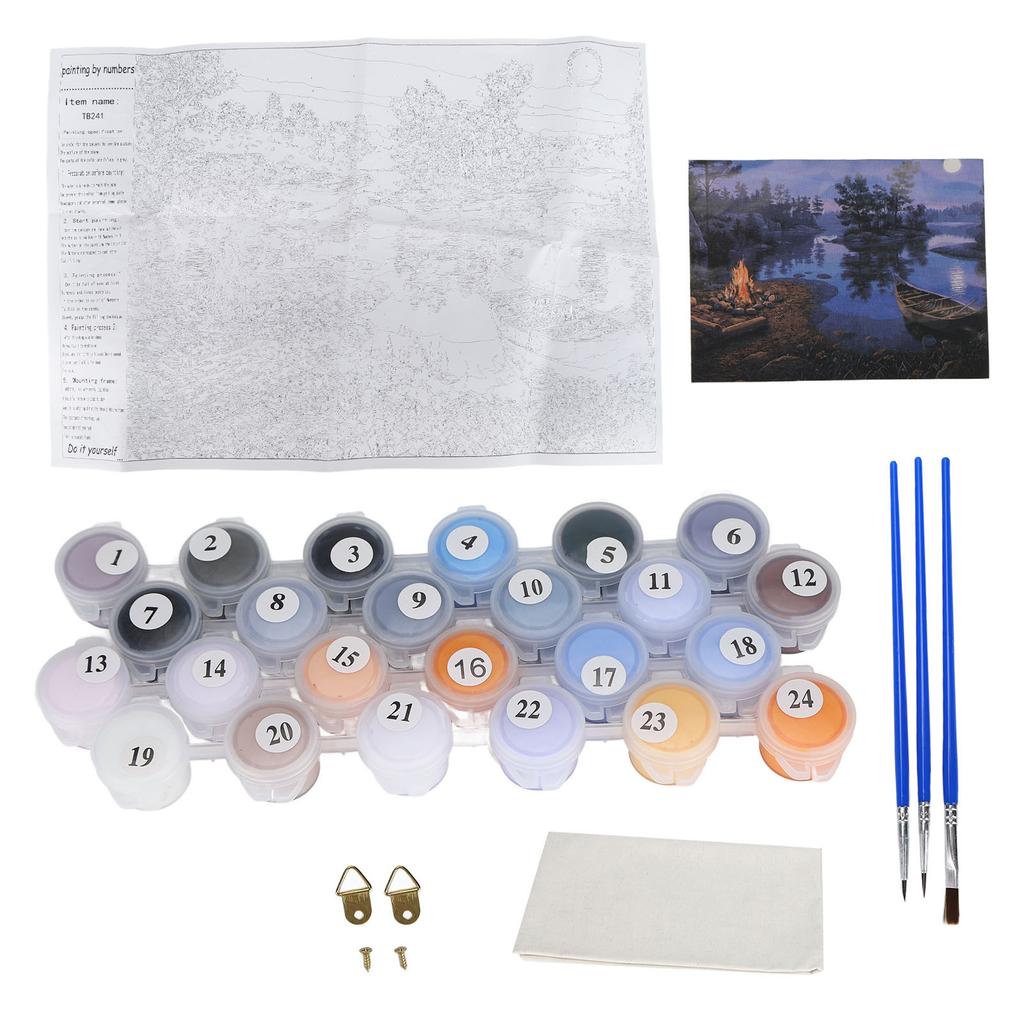 Paint By Numbers Moonlight Night Peaceful Lake Convenient Exquisite Number Painting for Kids Adults