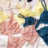 Set sutien ultra subțire franțuzesc, broderie sexy din dantelă, lenjerie de corp pentru femei, sutien și tanga cu strasuri de lux, lenjerie roz Set 2 piese