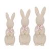 Rattan Effect Resin Easter Bunny Figurine Wicker Rabbit Statue with Bow for Spring Table Centerpiece Indoor Outdoor Patio Yard Farmhouse Home Decor