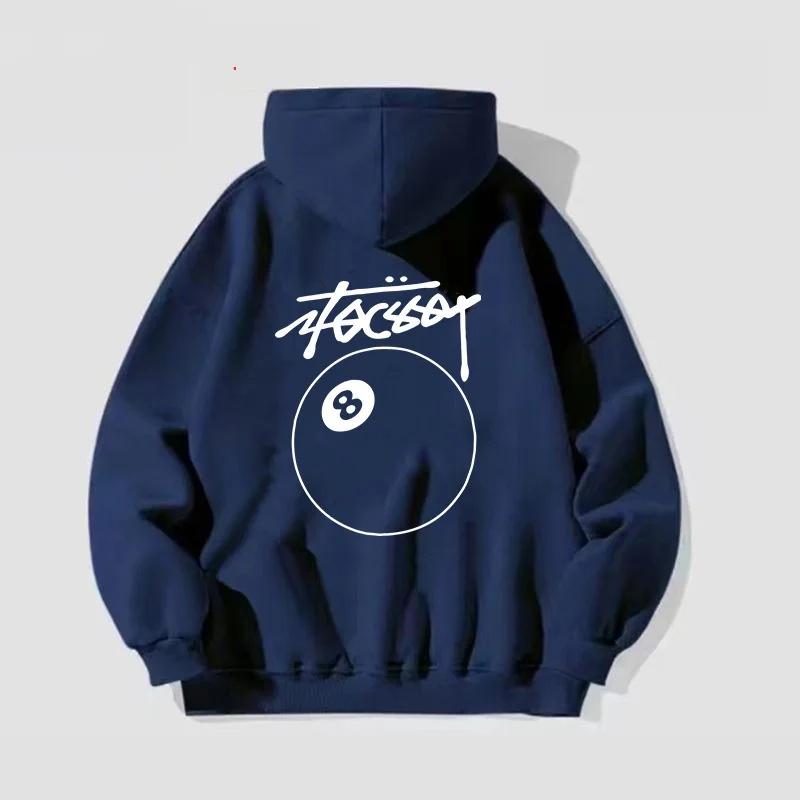 Trendiger Herren-Hoodie Sweatshirt Herbst Winter Pool-Print Schwergewicht Locker Vielseitig Paar-Hoodie Lässige Streetwear