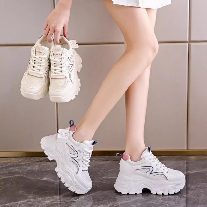 Fashion Cross-border  Women Casual Sneakers New Tennis Breathable Platform Shoes Female Black Thick Bottom Running Shoes