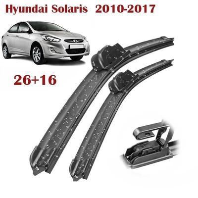 26"+16" J-Hook Frameless Front Wiper Blades for Hyundai Solaris, Accent RB, Kia Rio UB, Hyundai I20 PB, Kia Venga YN