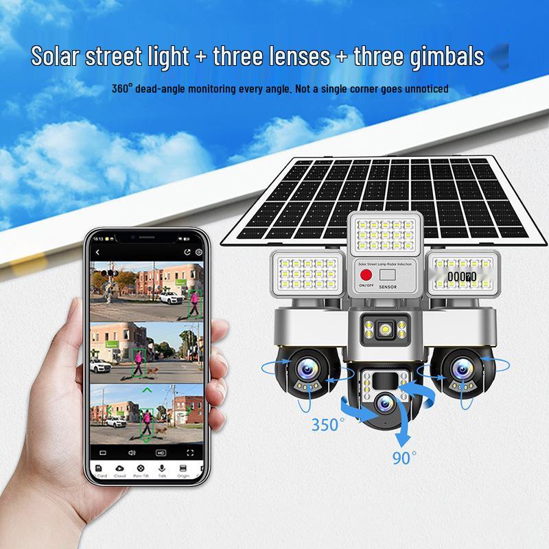 P30 V380 Solar 4G Wireless Camera: Three-Lens, Three-Screen, Low Power Consumption Yard Monitor.