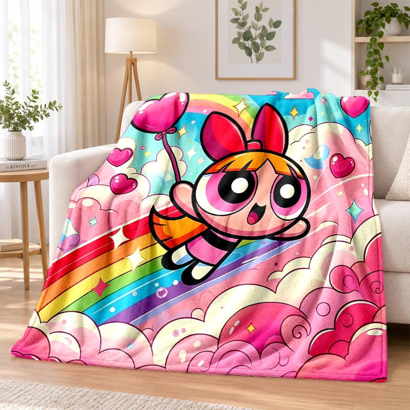 The Powerpuff Girls Flannel Throw Blanket Soft Warm Cozy For Sofa Bed Indoor Home Bedroom Use