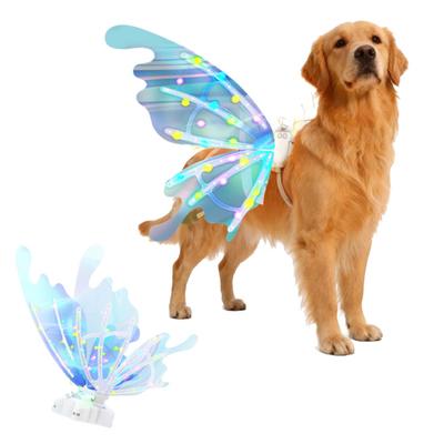 Ala de Hada Eléctrica para Perros Gatos Alas de Mariposa en Movimiento que se Iluminan con Luces LED y Música Disfraz de Alas Brillantes para Mascotas para Perros Medianos Grandes