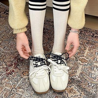 Fashion Trend Retro Brown Explosion Flat-bottomed German Training Shoes Women's 2025 New Autumn and Winter Lightweight Forrest Gump Sports Shoes