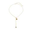 SHIXIN Exquisite Gold Color Sunflower Pendant Necklace for Women Vintage Brown Stone Long Tassel Clavicle Chain New Year Gifts