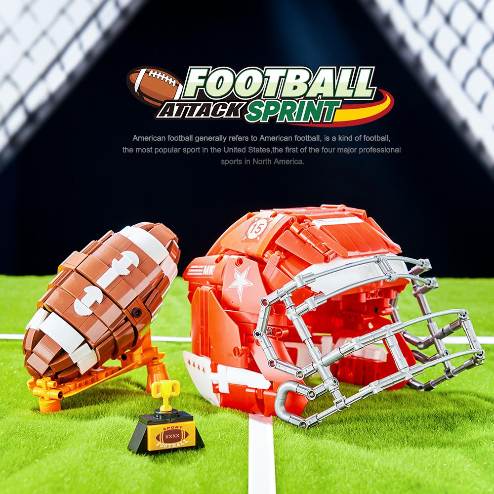 1038Pcs NEW Creative Sports Building Blocks Set American Football Baseball Bricks DIY Desktop Display Gift For Adults Kids