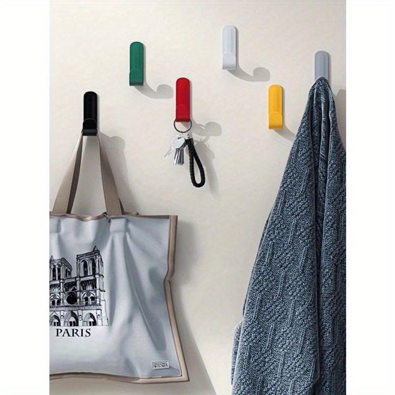 5pcs Adhesive Hooks, Coat Hooks, Adhesive Hangers, Wall Hooks, No Drilling Hooks for Hanging Bags, Towels, Loofahs, Keys, Hats, Kitchen, Bathroom