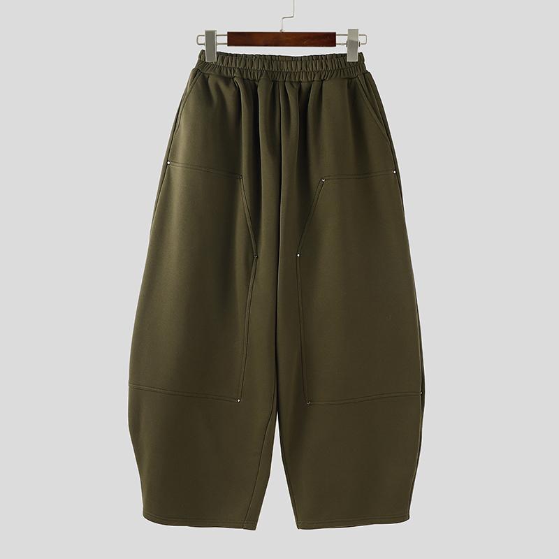 

INCERUN Autumn Winter Men Elastic Waist Casual Long Baggy Pants Trousers L зелёный