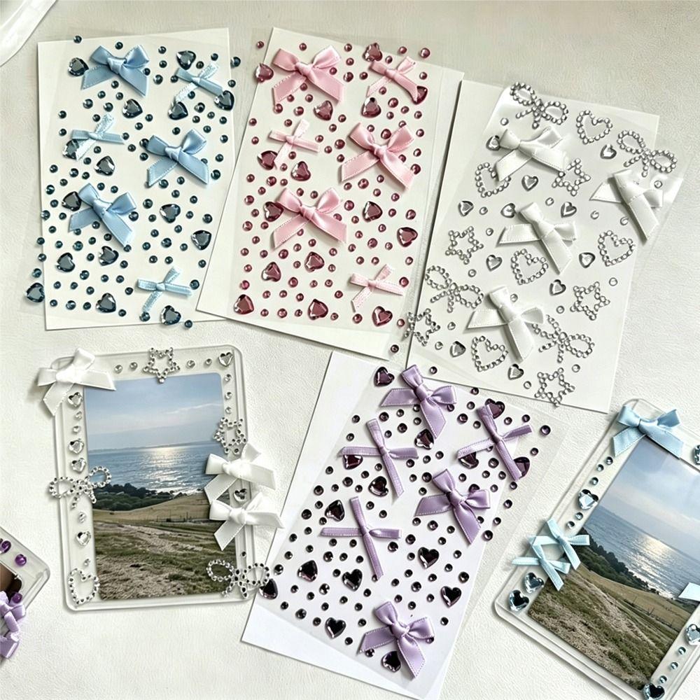 Wasserdichte Glitzernde Gesichts-Edelstein-Aufkleber Glänzender Glitzer Schleifen-Aufkleber für Fotokarten Funkelnde DIY Gesichtsdekoration Strasssteine Aufkleber