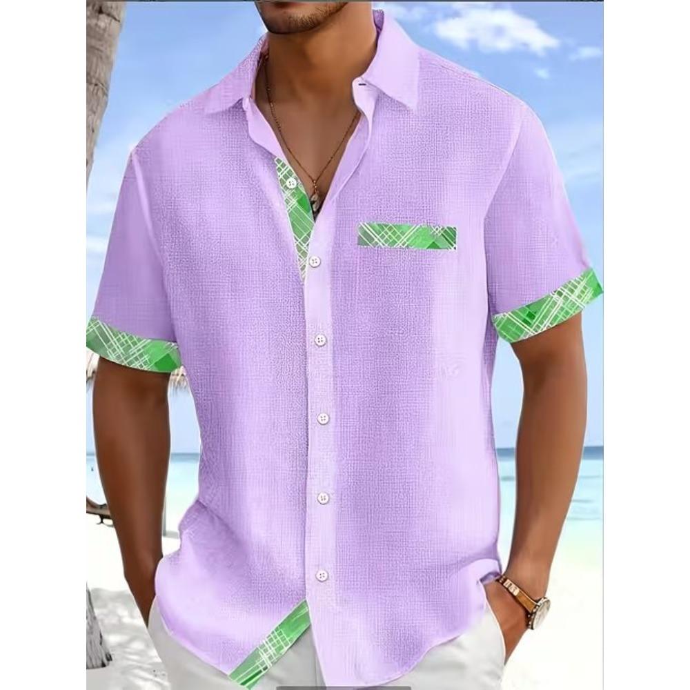 Men's Simple Pattern 3D Print Shirt Button Up Shirt Casual Shirt Summer Shirt Short Sleeve Daily Vacation Clothing