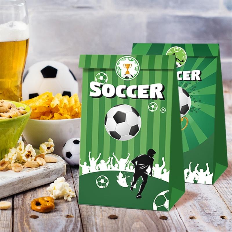 Kraft Paper Sticker Bags Football Theme Decoration Handmade Party Supplies J0MC