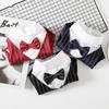 Herrlicher Hundemantel Umweltfreundliche Baumwolle Gestreifte Fliege Smoking Haustier-Outfit Hochzeitsanzug Formelles Hemd für Kleine Hunde Sommer