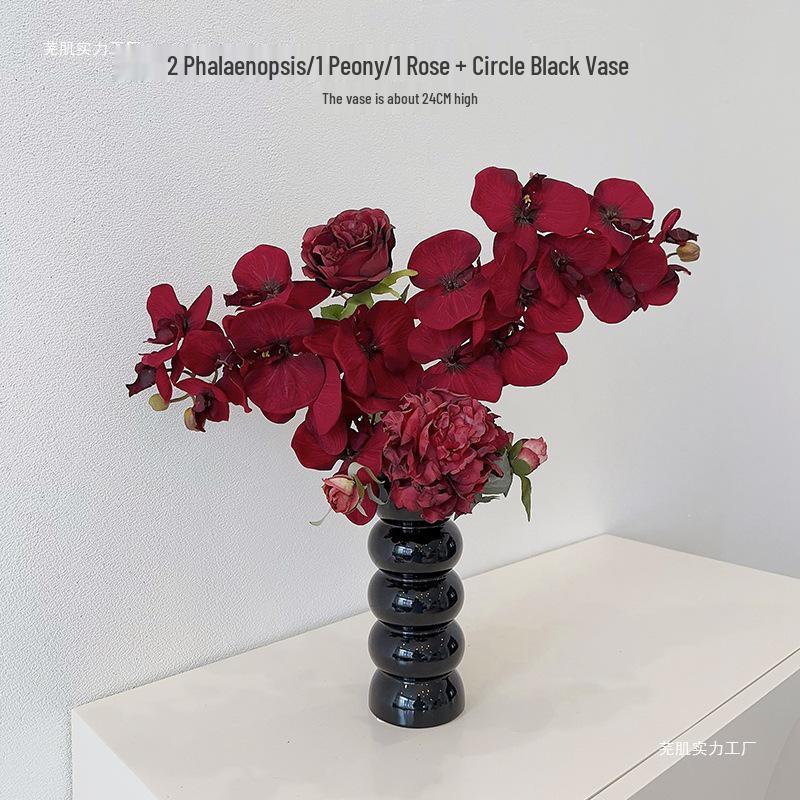 Orquídea Phalaenopsis Roja Flor Artificial Decoración para Sala de Estar o Mesa de Comedor