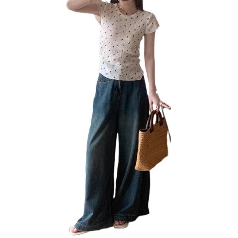 Sense of Design Internet Celebrity Popular Wide-leg Jeans Women's Spring and Autumn New Versatile High-waisted Loose Wide-leg Jeans