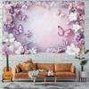 Boho Pink Floral Butterfly Tapestry Flower Wall Hanging Backdrop for Aesthetic Room Decor, Bridal Shower and Party