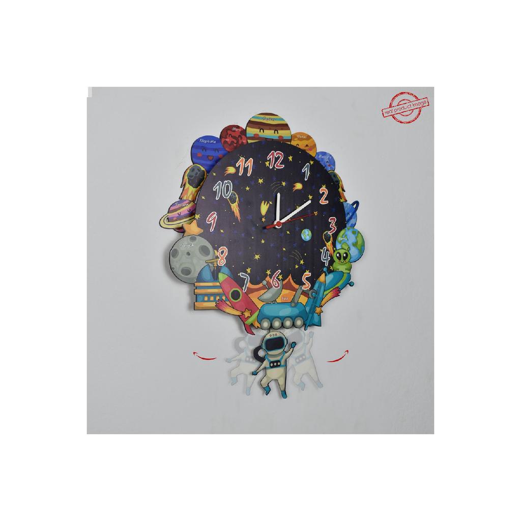 3d Wooden Space And Planets Children's Room Wooden Wall Clock Elf-2312023