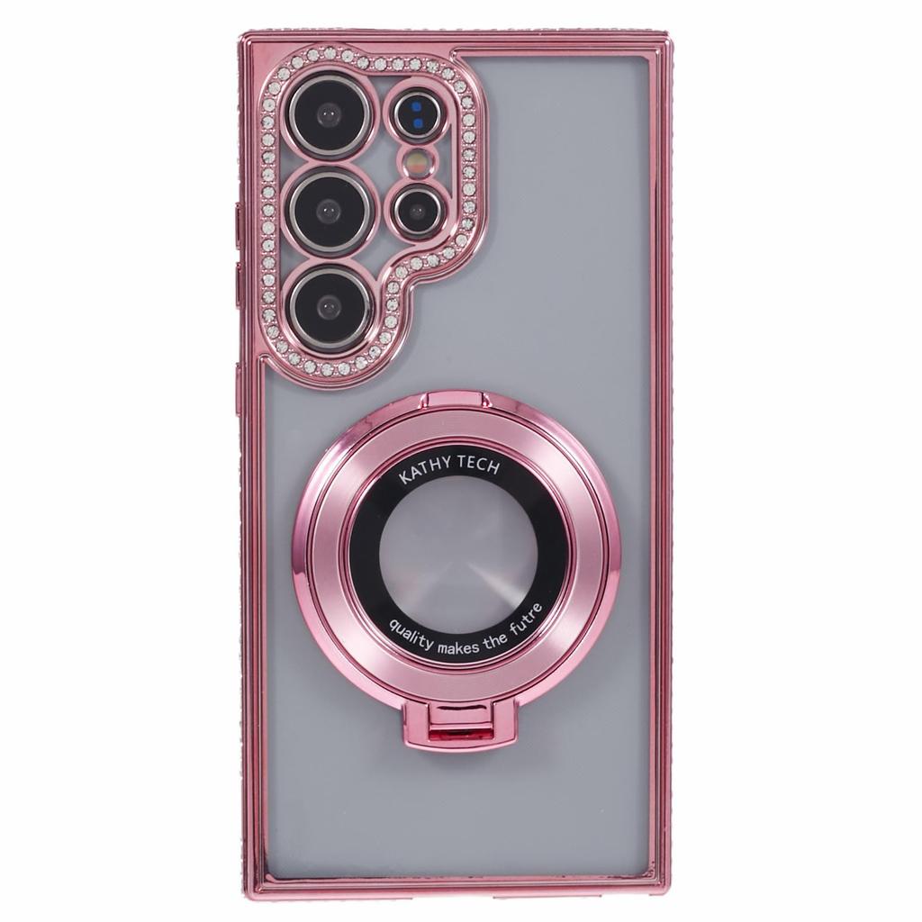 For Samsung Galaxy S24 Ultra Phone Cover Rhinestones Decor Ring Kickstand TPU Back Case