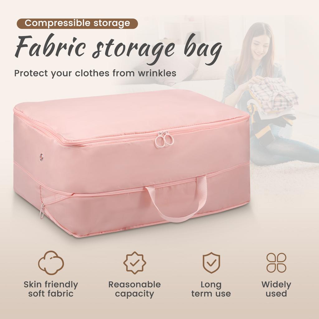 Compression Storage Bag with Zipper Quilt Clothes Closet Cabinet Organizer Space Saving Self Compression Clothes Bedding Storage