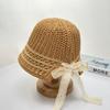 Knitted fisherman's hat children's breathable hollow sun hat spring and summer face small casual versatile beach basin hat