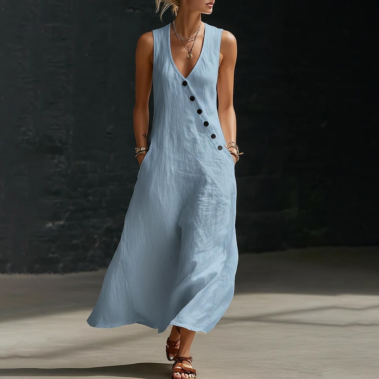 

Жіноча Модна Вільна Повсякденна Сукня -Колір S синій