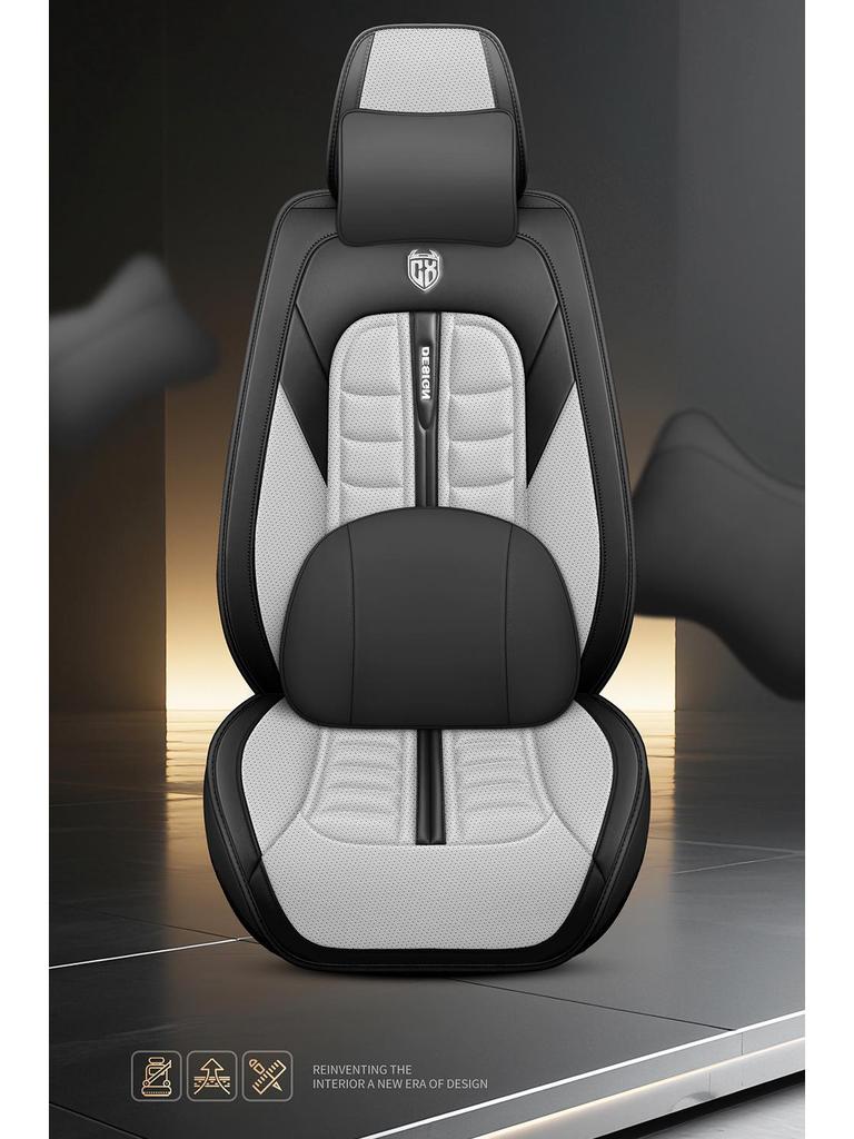 Universal All-Season Breathable Leather Car Seat Cover, Wear-Resistant, Full Surround, Fits Most Models