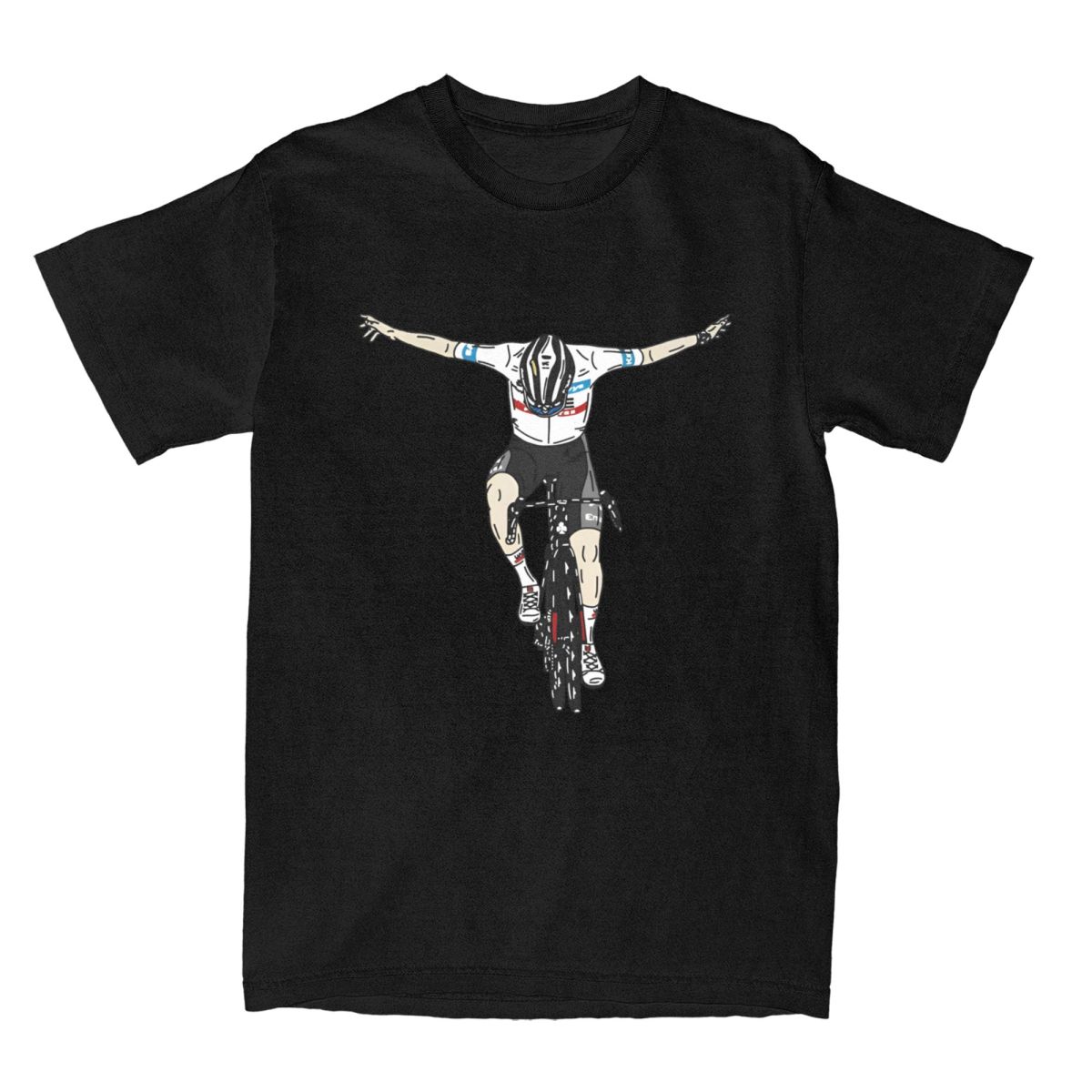 Herren Tadej Pogy Radsport Pogi Team T-Shirts Baumwoll-T-Shirts Sommer Tour de France Kurzarm-T-Shirt Rundhals-T-Shirt M black