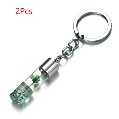 2/8 Stück Pflanze Trockenblume Glasflasche Anhänger Schlüsselanhänger Waldstil Ewige Blume Schlüsselring Rucksack Dekoration Geschenke