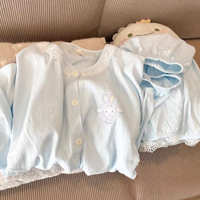 

Internet celebrity new lace jade cinnamon dog pajamas women s summer short-sleeved shorts lace suit girls can wear loungewear S