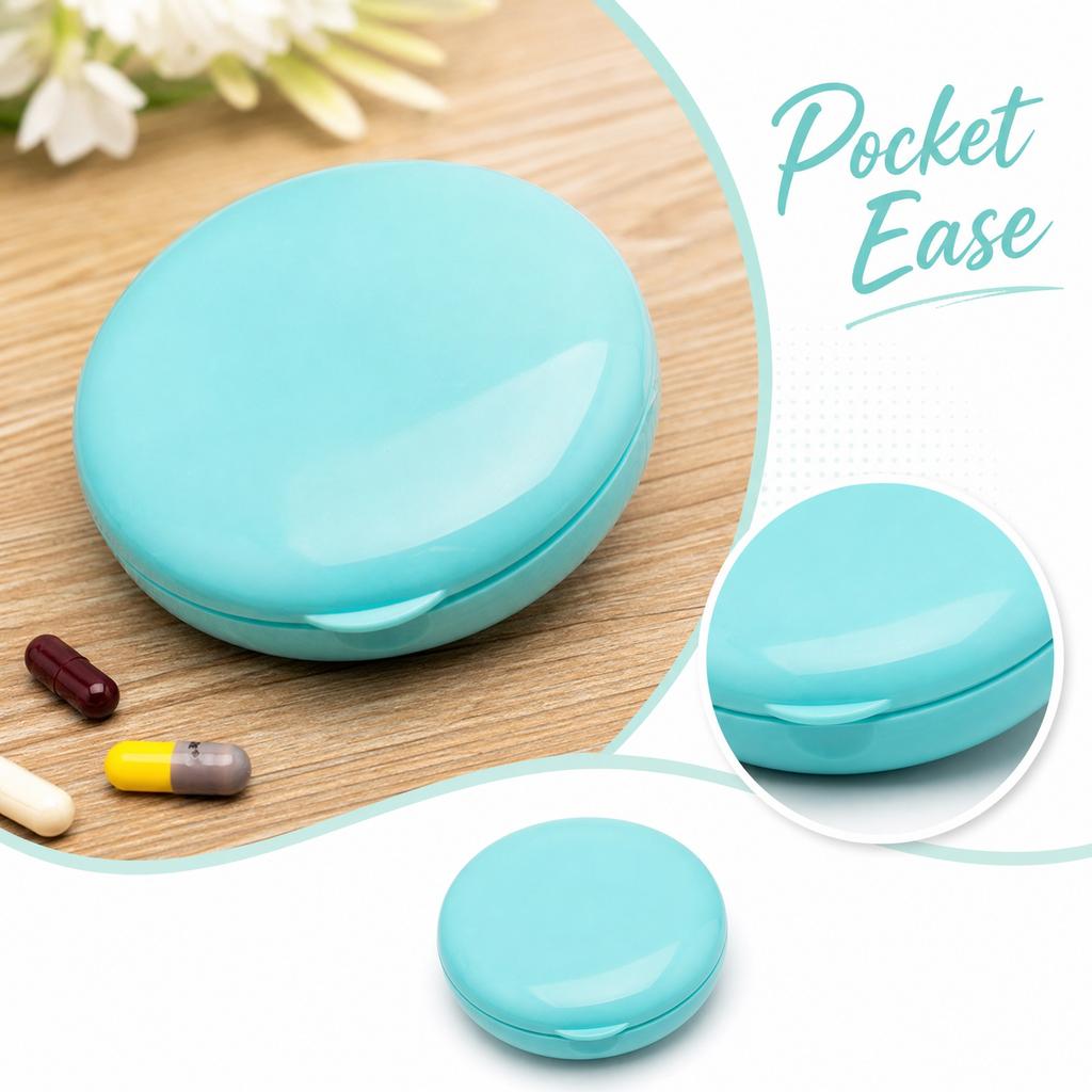 Round Rotating Plastic Pill Organizer Seven Compartment Portable Storage Case for Medication Supplement Travel Use