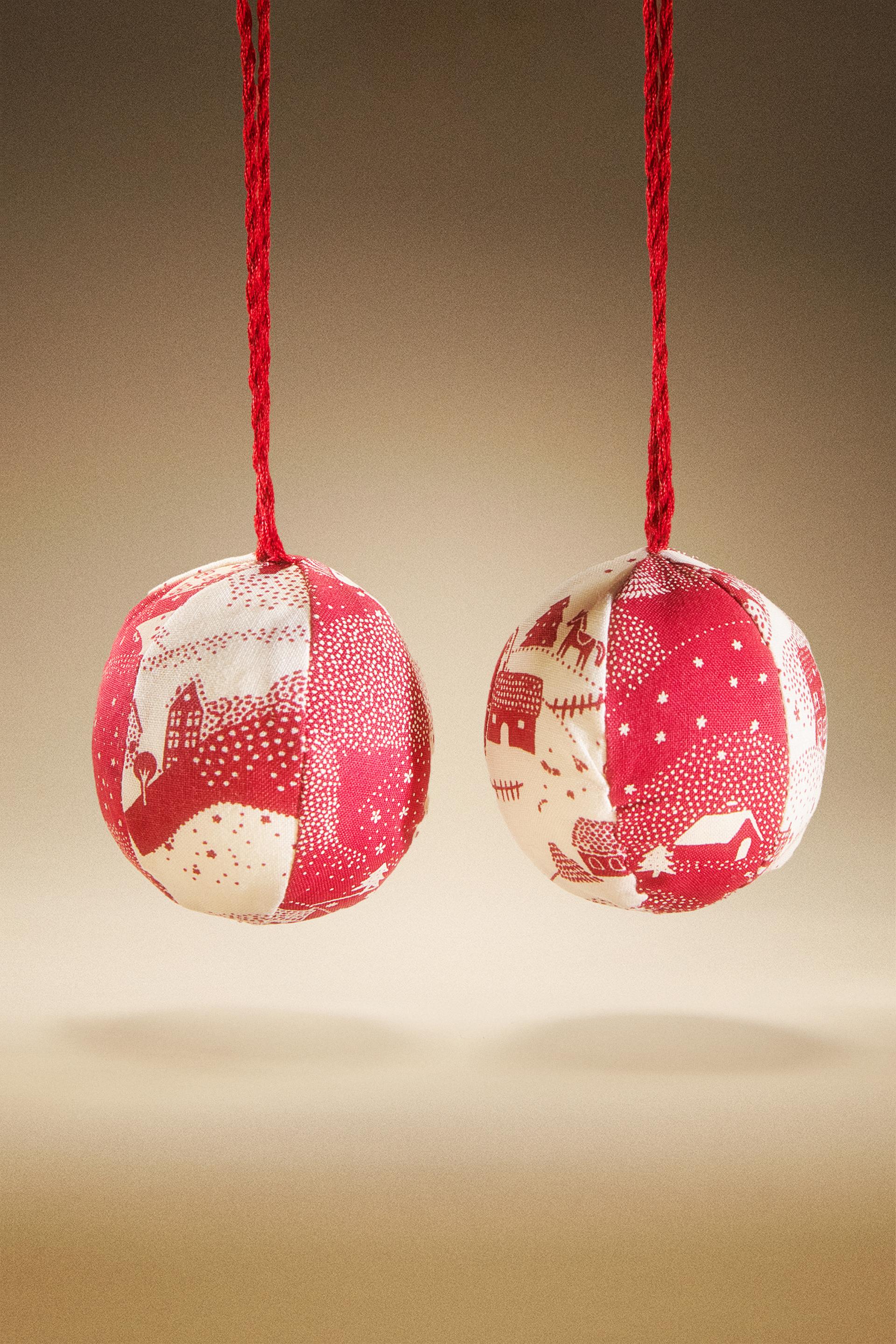 

Pack of christmas patchwork ball ornaments (pack of 2)