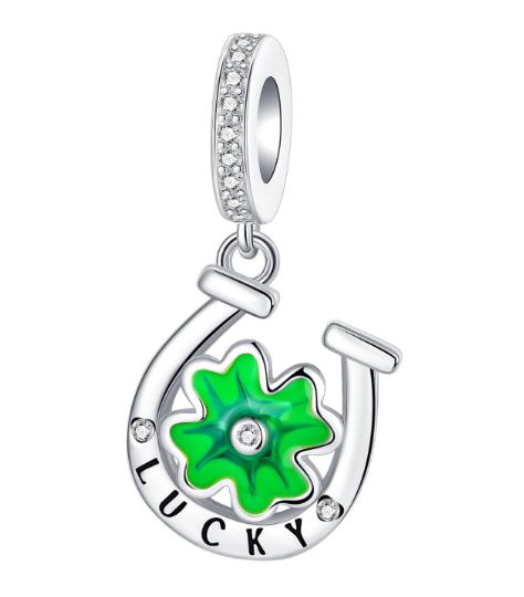 Luckly Four Leaf Shamrock Dangle Charm Copper Family Tree Flower Bead Pendant Compatible With Authentic Bracelets Necklaces Jewellery