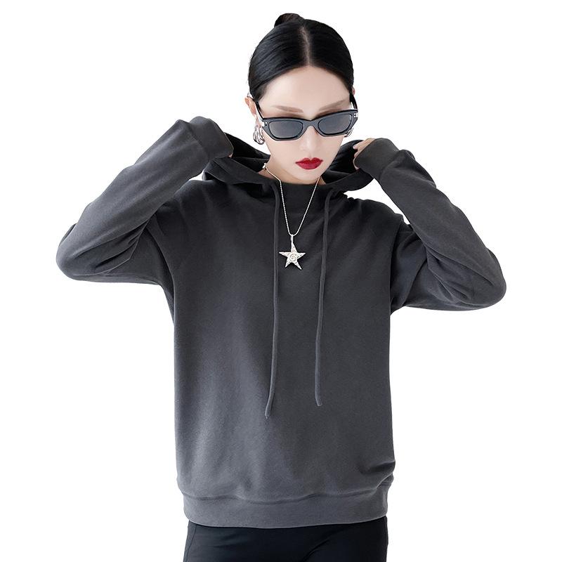 Women's Long-Sleeve Drawstring Hooded Sweatshirt - New Slim Style for Spring and Autumn, Great As Layer or Outerwear