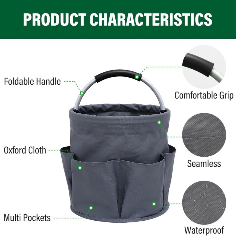 Multifunctional Outdoor Folding Basket with Drawstring Bag Portable Camping Picnic Beach Garden Basket
