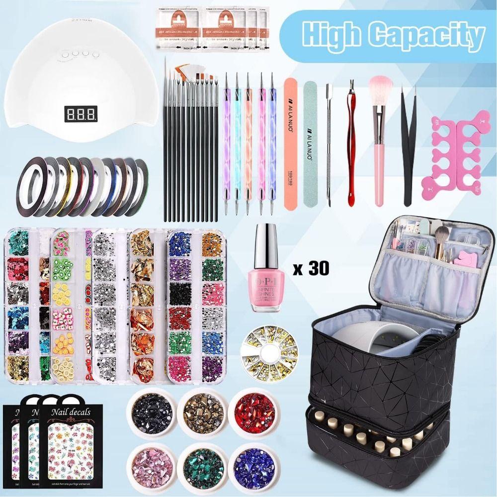 Double-Layer Nail Kit Carrying Case Holds 30 Bottles Storage Box Portable Cosmetic Bag  Outdoor