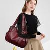 Large Capacity Black Brown Shoulder Bags For Women Large Shopper Bag Solid Color Soft Leather Crossbody Handbag Lady Travel Tote Bag