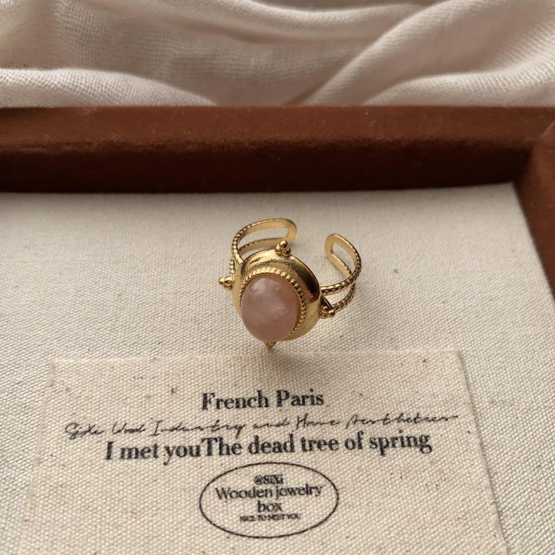 Vintage Multi-Layer Design Ring Light Luxury Niche Design Opening Adjustable Oval Statement Ring Finger Ring
