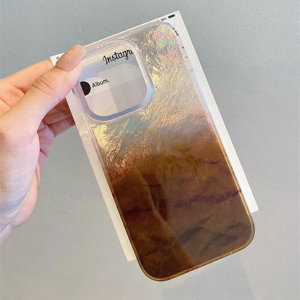 Gradient Rendering Large Hole Vortex for Apple Phone Protective Case Huaqiangbei for Apple 16pro Tin Foil Phone Case Minimalist