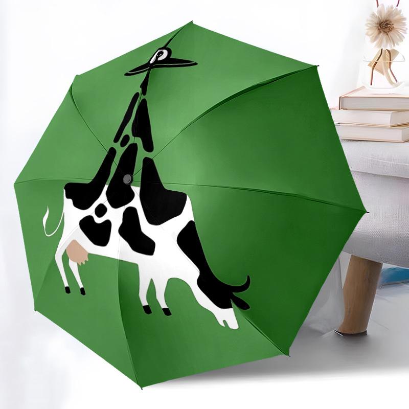 1pc Cow UFO Automatic Folding Umbrella - 8-Rib Compact Travel Umbrella Durable & Portable for Outdoor Use, Perfect Gift for Birthdays061