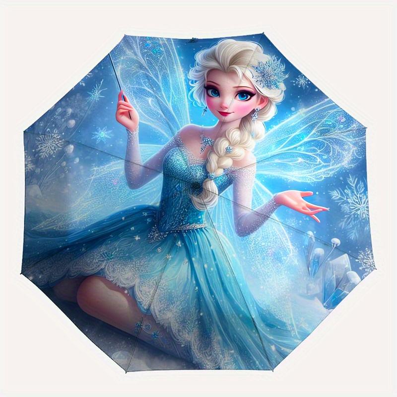 Elsa, Frozen Ombrello alla Moda con Apertura e Chiusura Automatica - Design Pieghevole a 8 Stecche, Leggero e Portatile, Adatto per l'Uso Quotidiano e Lavorativo