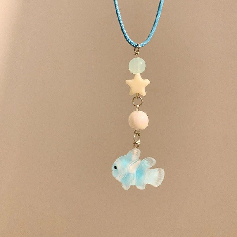 Cute Cartoon Fish Pendant Necklace for Girls Colorful Rope Chain Necklace Best Friends Necklace Friendship Accessories