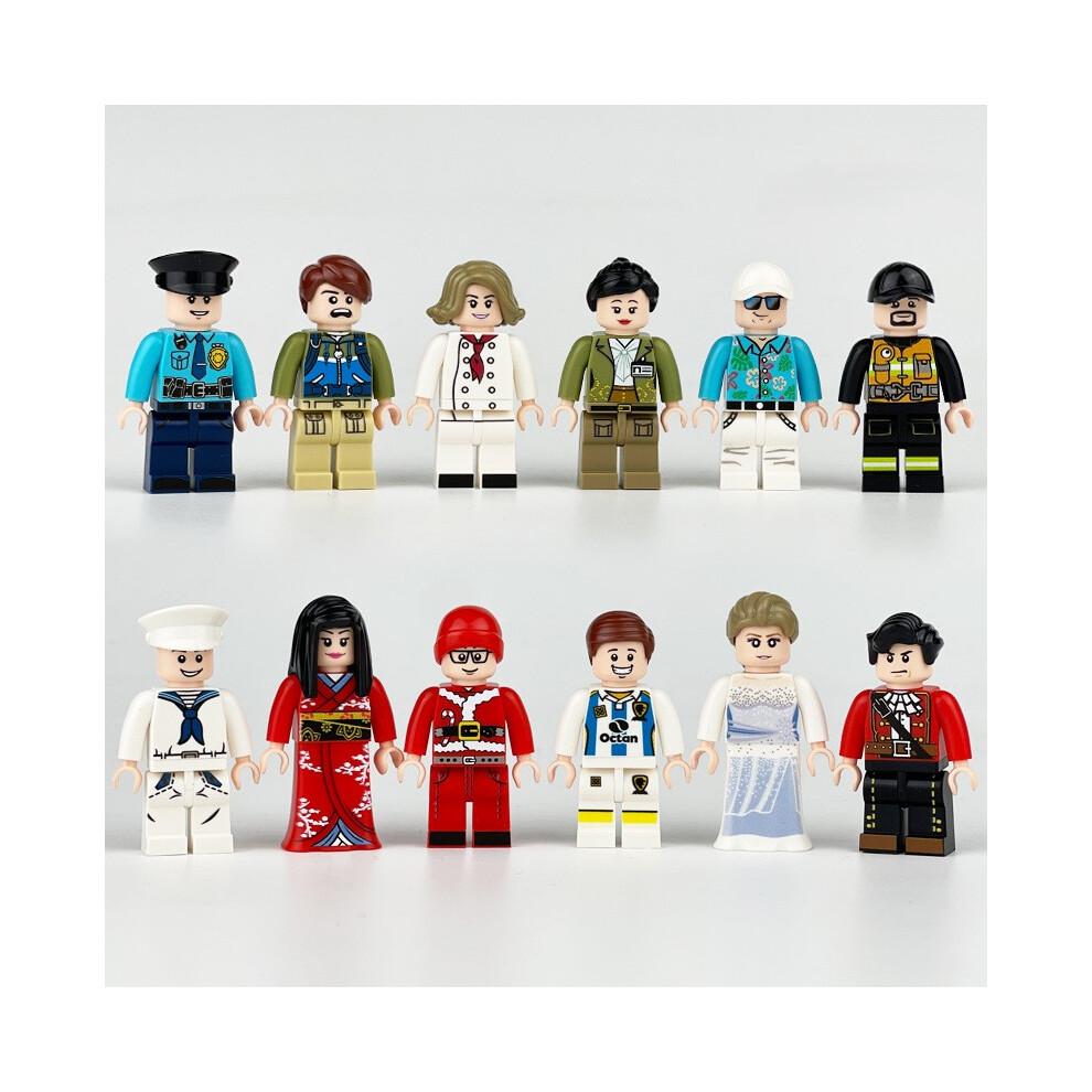 12 PCS Tour Guide  Santa Claus Outdoor Adventurer Divers Career Figures Building Block Toys for Children