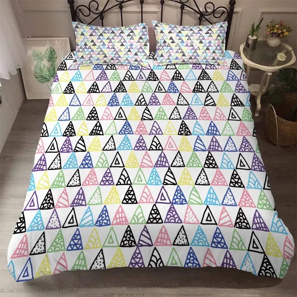 Comforter Bedclothes Microfiber Fabric Circle Elasticity Geometric Style Bedding Red Pink Blue Bedding Ropa De Cama Bed