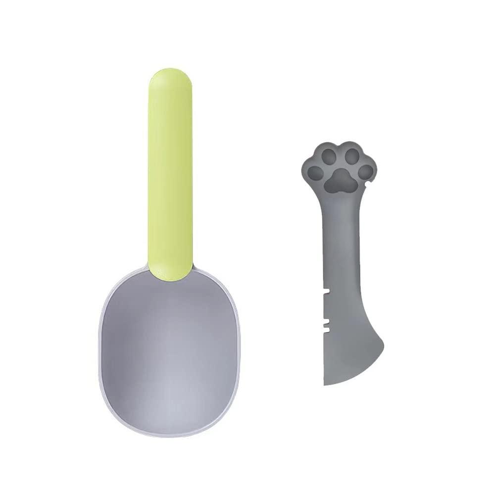 

Маленькая силиконовая ложка для консервов для домашних животных, мини-лопатка + пластиковый совок для кошачьего корма с ручкой-клипсой для запечатывания пакета для собак/кошек/птиц