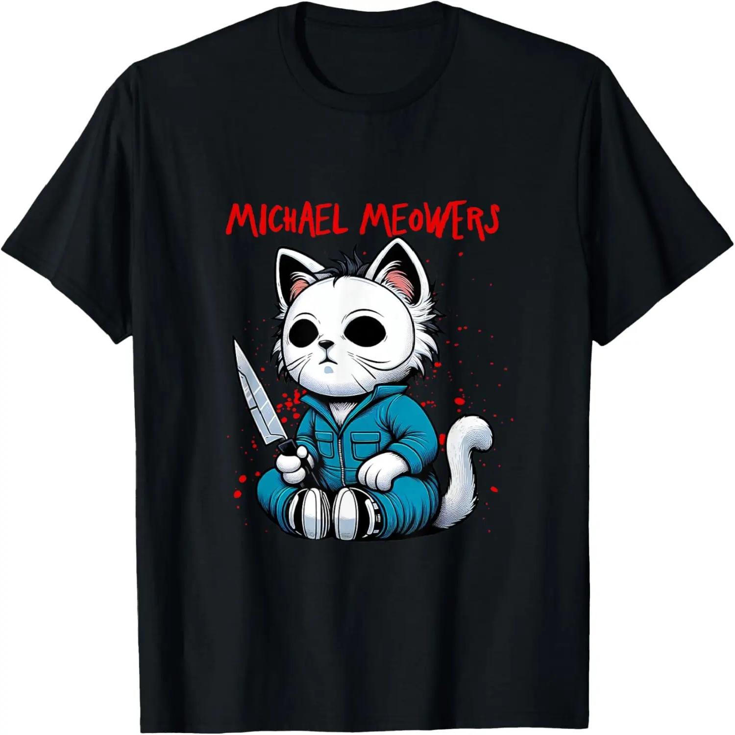 Funny Cat Motif Crazy Cat Graphic Michael Meowers Cat T-Shirt XXXXXL чёрный